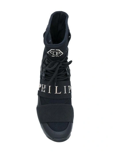 Shop Philipp Plein Skull Purple Hi-top Sneakers