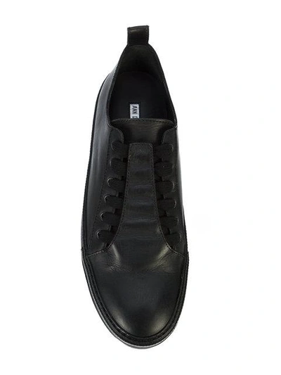 Shop Ann Demeulemeester Leather Top Sneakers In Black