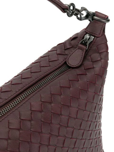 Shop Bottega Veneta Dark Barolo Intrecciato Nappa Small Shoulder Bag In Red