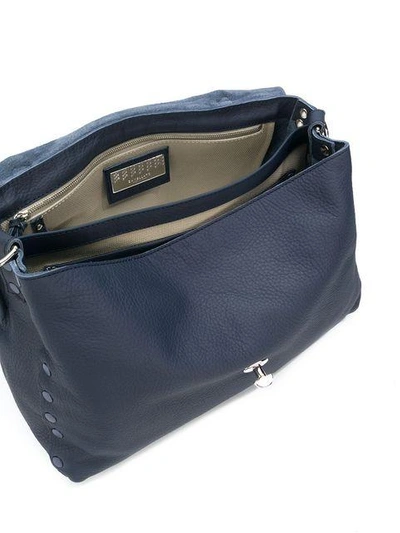 Shop Zanellato Medium Foldover Clasp Tote Bag In Blue