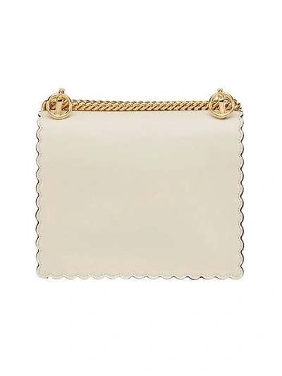 Shop Fendi Cream Kan I Scalloped Leather Handbag - Neutrals