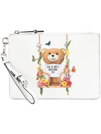 Shop Moschino 'toy Bear' Clutch - Weiss In White