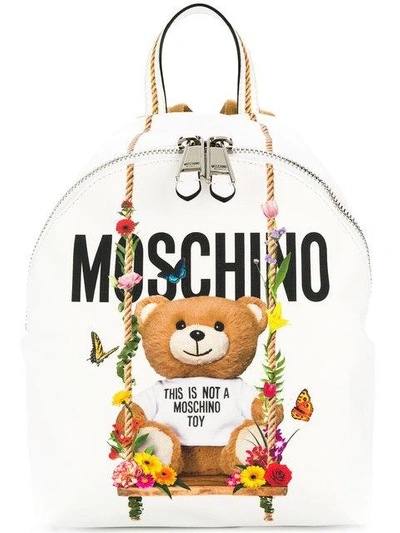 Shop Moschino Teddy Backpack - White