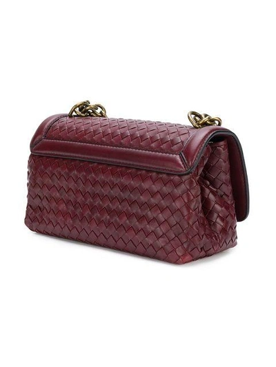 Shop Bottega Veneta Woven Effect Shoulder Bag - Red
