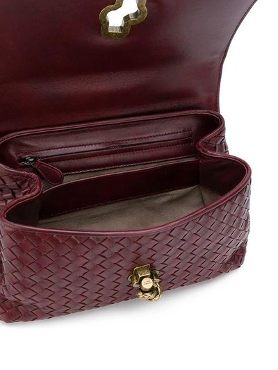 Shop Bottega Veneta Woven Effect Shoulder Bag - Red