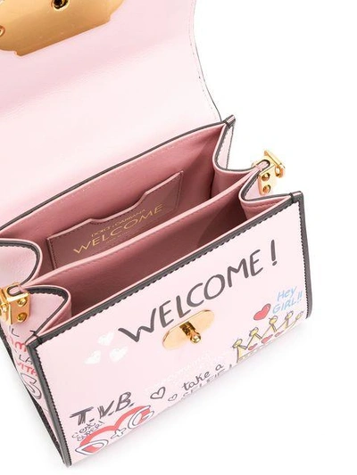 Shop Dolce & Gabbana Mini Welcome Mural Print Tote In Pink
