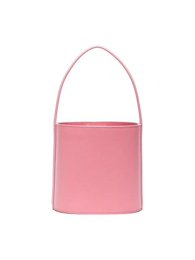 Shop Staud Pink Bisset Leather Bucket Bag