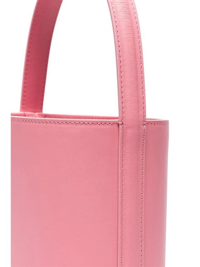 Shop Staud Pink Bisset Leather Bucket Bag