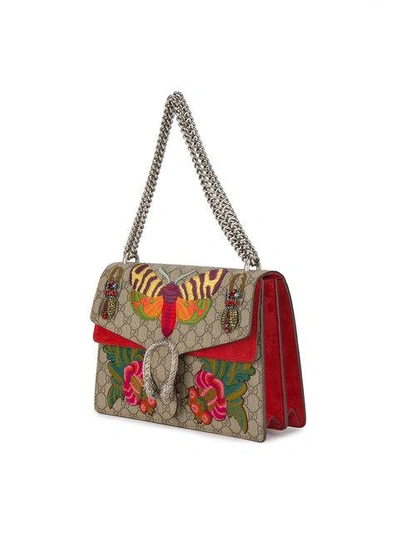 Shop Gucci Moth Dionysus Embroidered Shoulder Bag In Multicolour