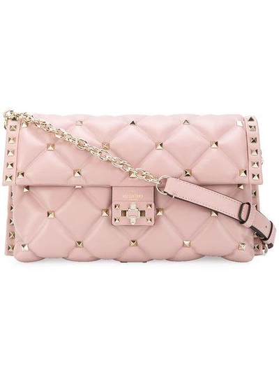 Shop Valentino Quilted Rockstud Shoulder Bag - Pink