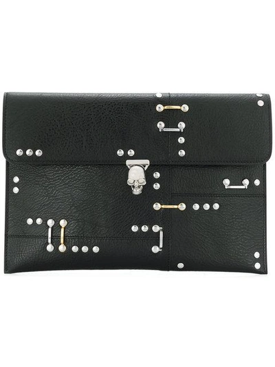 Shop Alexander Mcqueen Studded Skull Flap Clutch