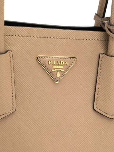 Shop Prada Logo Tote Bag In Nude & Neutrals