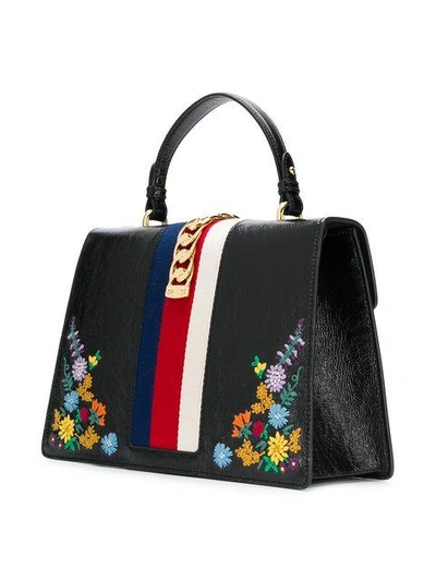 Shop Gucci Embroidered Sylvie Tote Bag