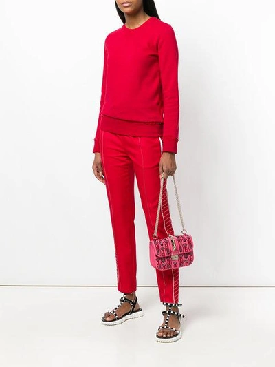 Valentino X Zandra Rhodes Lock Small Leather Shoulder Bag In Pink & Purple