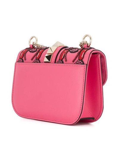 Valentino X Zandra Rhodes Lock Small Leather Shoulder Bag In Pink & Purple