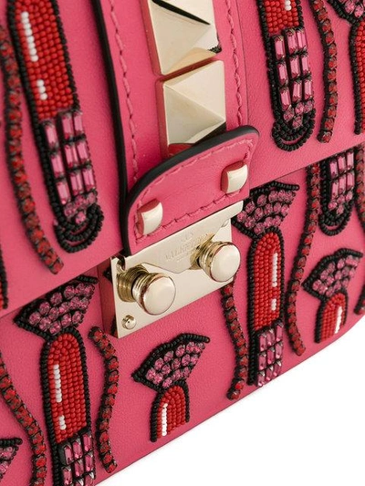 Shop Valentino Garavani Glam Lock Lipstick Shoulder Bag - Pink & Purple