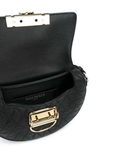 Shop Balmain Studded Quilted Shoulder Bag In Black