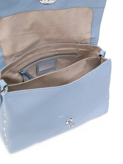 Shop Zanellato Foldover Top Shoulder Bag In Blue