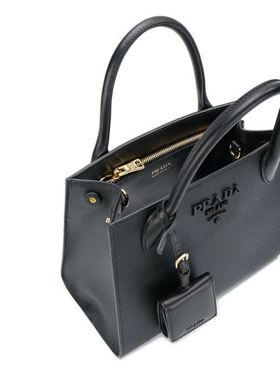 Shop Prada Small Paradigm Tote Bag In Black