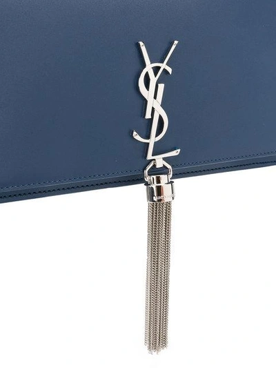 Shop Saint Laurent Small Classic Kate Chain Wallet - Blue