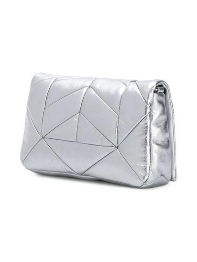 Shop Miu Miu Geometric Panelled Shoulder Bag - Metallic