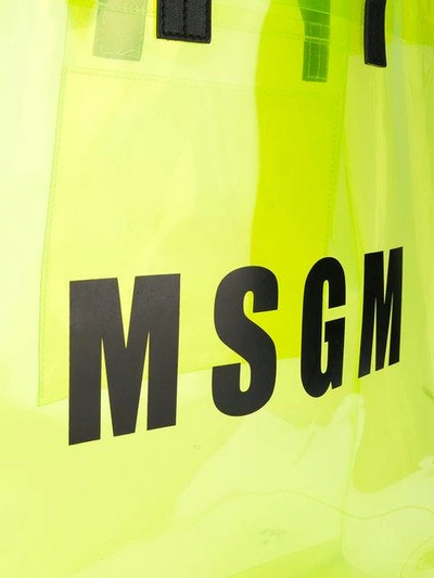 Shop Msgm Pvc Branded Shopper Tote In Yellow