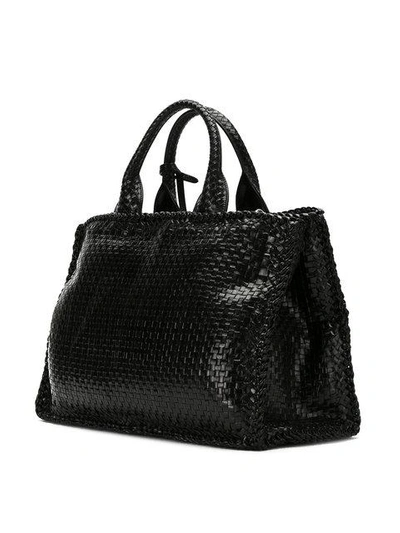 Shop Prada Woven Tote Bag - Black