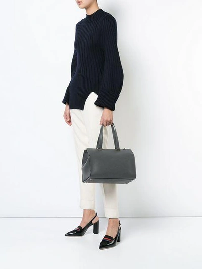 Shop Valextra Zipped Tote In Grey