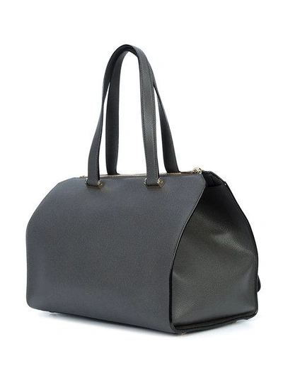 Shop Valextra Zipped Tote In Grey