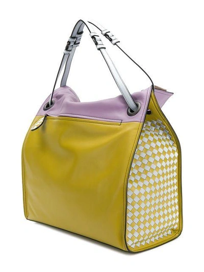 Shop Bottega Veneta Intrecciato Palio Tote - Yellow & Orange