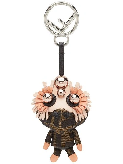 Shop Fendi Space Monkey Bag Charm In Brown