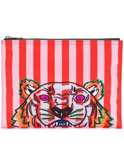 Shop Kenzo Striped Tiger Clutch Bag