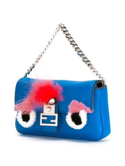 Shop Fendi Micro 'baguette' Crossbody Bag - Blue