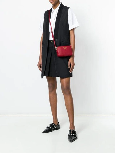 Shop Prada Saffiano Cross-body Bag In Red