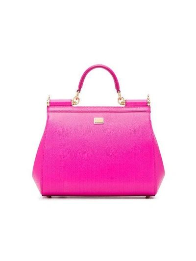 pink Sicily cans print leather shoulder bag