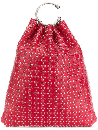 Shop Red Valentino Red(v) Studded Tote