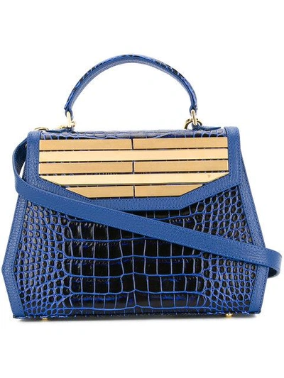 Shop Rula Galayini Amelie Lines Top Handle Bag - Blue