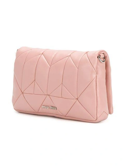 Shop Miu Miu Quilted Embellished Shoulder Bag - Pink