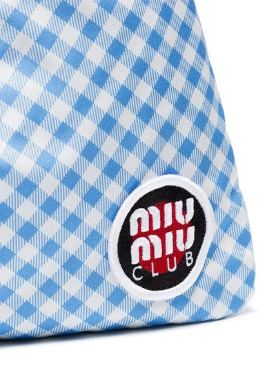 Shop Miu Miu Blue Club Patch Gingham Pouch