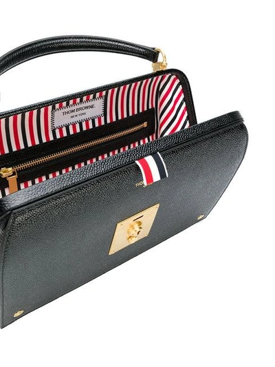 Shop Thom Browne Mrs. Thom Pebbled Pocketbook Bag In Black