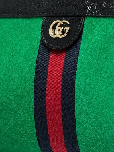 Shop Gucci Green Ophidia Web Small Suede Shoulder Bag