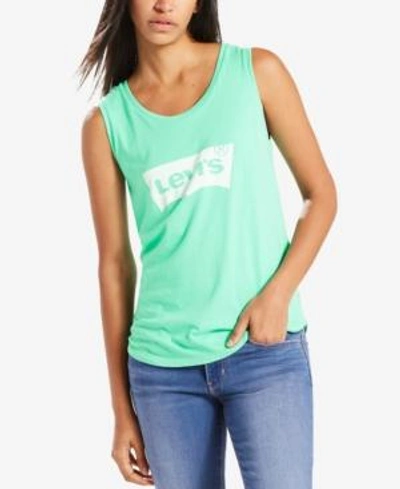 Shop Levi's Cotton Graphic Muscle Tank Top In Spearmint Housemark
