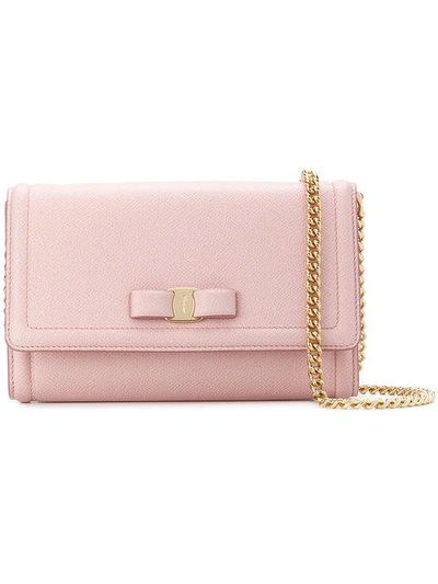 Shop Ferragamo Vara Bow Mini Bag In Pink