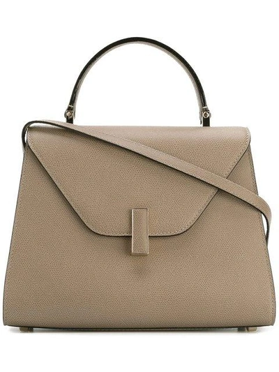 Shop Valextra Trapeze Round Top Handle Tote Bag In Neutrals