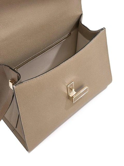 Shop Valextra Trapeze Round Top Handle Tote Bag In Neutrals