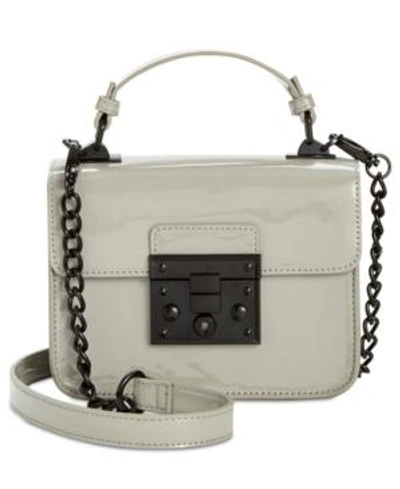 Shop Steve Madden Evie Chain Strap Push-lock Bag In Light Grey/matte Black