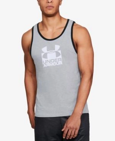 Shop Under Armour Men's Charged Cotton Logo Tank Top In Grey