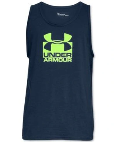 Shop Under Armour Men's Charged Cotton Logo Tank Top In Navy