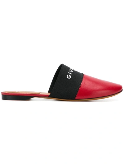 Shop Givenchy Logo Mules In 601 Dark Red