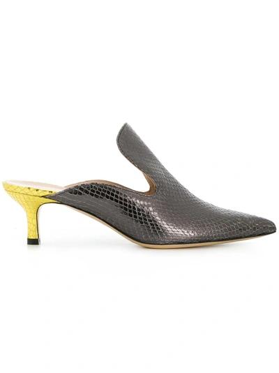 Shop Aldo Castagna Snakeskin Effect Mules - Grey